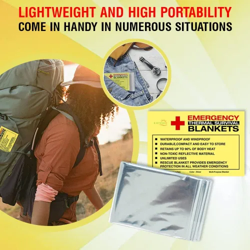 Miniatura 6 de Rawyer - Mantas térmicas de supervivencia de emergencia (paquete de 4), mantas Mylar para exteriores, camping, senderismo, clima duro, hojas