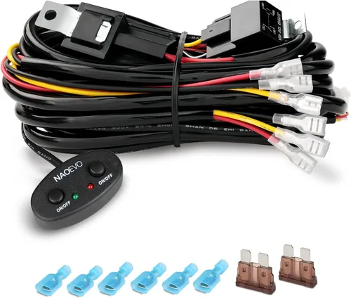 Miniatura 2 de NAOEVO Barra de luz LED de 6 pulgadas con 3 modos (blanco/ámbar/blanco y ámbar) y doble relé de 2 cables de arnés de cableado