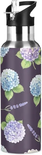 Miniatura 8 de Hydrangea Lavender Purple Blue Stainless Steel Water Bottle 32 Oz, BPA-Free Sport Water Bottle Leakproof Water Bottles