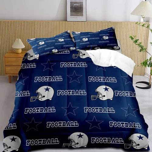 Miniatura 17 de LUVIVIHOME Juego de edredón de fútbol de 2 piezas, juego de edredón individual para niños, ropa de cama gris y azul marino, decoración de dormitorio