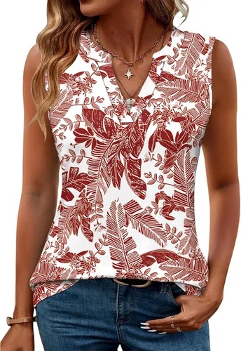 Miniatura 8 de Romanstii Camisas sin mangas para mujer, estilo casual, de verano, cuello en V, blusas elegantes, túnica