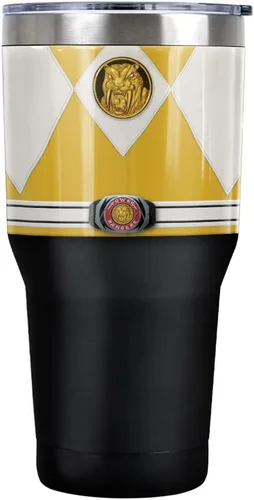 Miniatura 9 de Power Rangers Green Ranger Belt - Vaso de acero inoxidable de 30 onzas, taza de viaje para café, aislamiento al vacío y doble pared con tapa RANGER