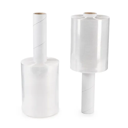 IDL Packaging Mini rollo elástico de 5 pulgadas, 700 pies, calibre 120 (paquete de 2) con un mango de cartón extendido, envoltura de plástico