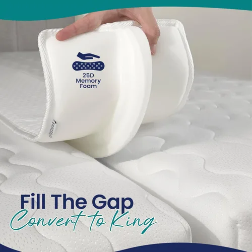Miniatura 2 de Kit Convertidor de Puente de Cama de 25 cm Extra Ancho de Individual a King - Relleno de Hueco de King Dividido para Cama Ajustable - Conector