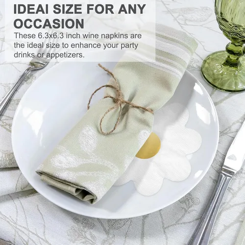 Miniatura 3 de Servilletas de papel desechables con margaritas doradas, bonitas servilletas de papel metálico dorado para tocador, boda, vacaciones, fiesta de Oro