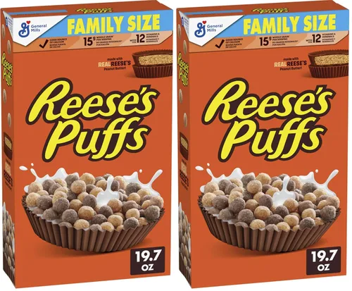 Reese's Puffs Cereal de mantequilla de maní Chocolatey, Guardians of the Galaxy Vol. 3 Edición especial, tamaño familiar, 19.7 onzas (paquete de 2)
