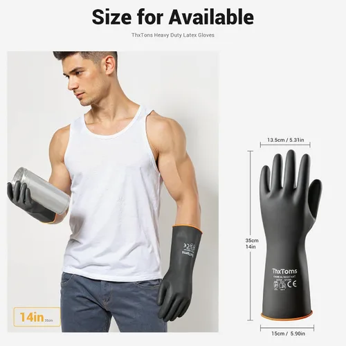 Miniatura 6 de ThxToms Guantes de látex resistentes a productos químicos, guantes de goma impermeables, resistentes a pinchazos, resistentes al aceite ácido y 14