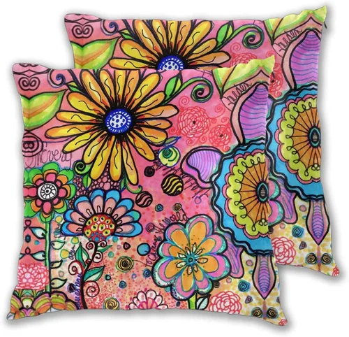 Miniatura 9 de Fiokroo Juego de 2 fundas de almohada cuadradas para sofá, dormitorio, sala de estar, automóvil, 16 x 16 pulgadas