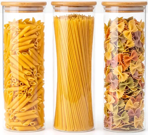 Miniatura 12 de Paquete de 6 tarros de almacenamiento de vidrio redondos pequeños de 0.6 cuartos con tapas de bambú, recipientes de almacenamiento de despensa