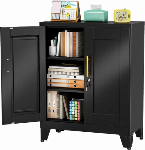 Miniatura 11 de Gabinete de casillero de almacenamiento de 62.2 cm de alto de metal con cerradura - Gabinete pequeño con cerradura para empleados, casillero