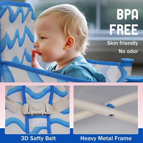 Miniatura 3 de Tiny Marvels Silla de bebé portátil 3 en 1, asiento elevador acogedor, silla de bebé con bandeja, plegable compacta, silla para niños pequeños