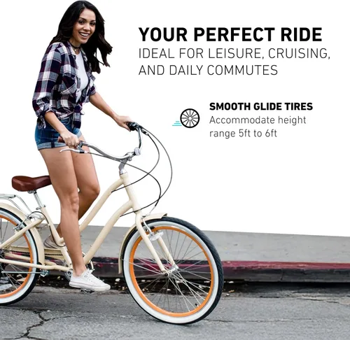 Miniatura 6 de sixthreezero EVRYjourney Bicicleta Cruiser de Playa para Mujeres, Bicicleta Híbrida de Turismo con Cuadro de Paso Bajo