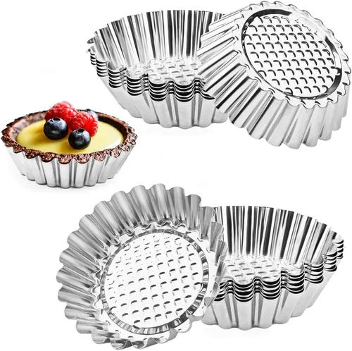 20 paquetes de moldes para cupcakes, de acero inoxidable de 3.8 pulgadas, mini tartaleta, magdalena, molde para muffins, molde de hojalata,