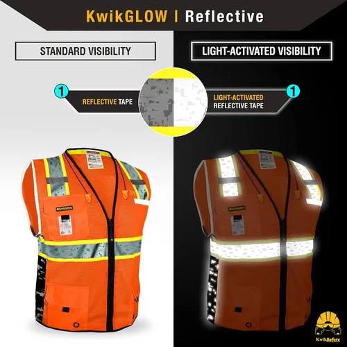 Miniatura 3 de KwikSafety BIG KAHUNA DIGITAL - Chaleco de seguridad [naranja, 3XL] + paquete de casco duro de ala completa TORTOISE