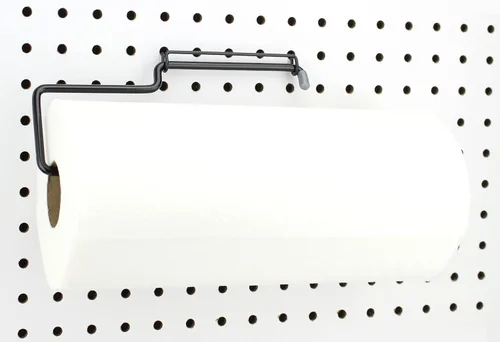 Miniatura 5 de RightArrange Soporte para toallas de papel con tablero de clavijas de una mano - Acero, negro - Ganchos para cualquier tablero de clavijas