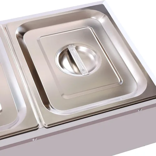 Miniatura 9 de Calentador de alimentos comercial de 3 bandejas, 110 V, 1500 W, mesa de vapor eléctrica de 3.9 in/4 pulgadas de profundidad, 20.6 cuartos de galón