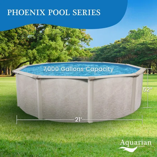Miniatura 24 de Aquarian - Piscina para exteriores con marco de acero por encima del nivel del suelo, redonda, 24 x 52 pulgadas, veneciana Veneciano