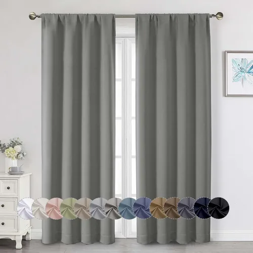 Miniatura 30 de Cortinas opacas para dormitorio, sala de estar, juego de 2 paneles de 54 pulgadas de largo, cortinas de oscurecimiento de habitación con aislamiento