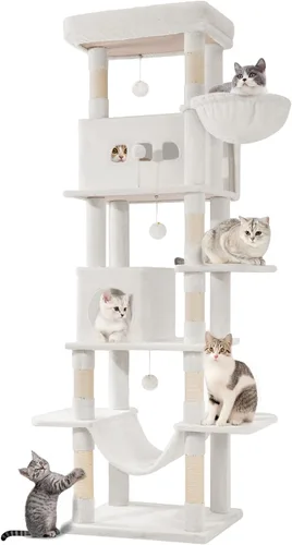 Miniatura 15 de Hzuaneri Árbol para gatos de interior, torre grande de 69.9 pulgadas para gatos, casa de varios niveles con condominio, 8 postes rascadores, hamaca