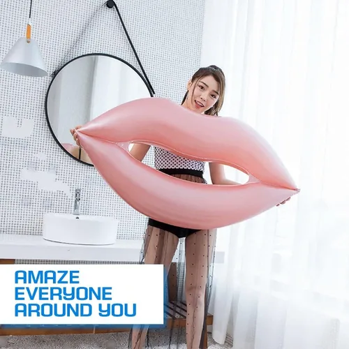 Miniatura 5 de Flotador gigante para piscina de labios de natación – 43.3 x 31.5 pulgadas, flotador gigante de labios rosados, tumbona de agua para adultos, gran