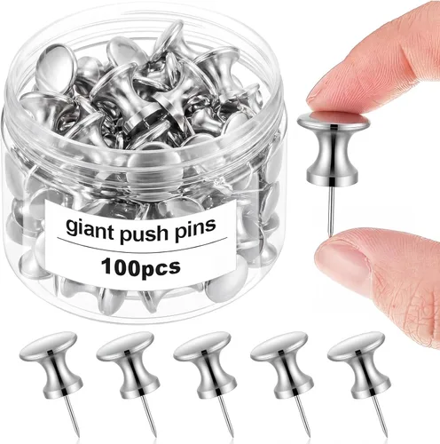 Miniatura 9 de Outus 100 piezas chinchetas gigantes tachuelas grandes con cabezas de plástico de 1 pulgada chinchetas jumbo para tablero de corcho mapas pósteres