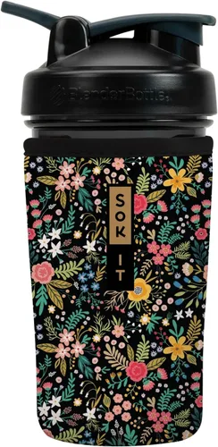 Miniatura 17 de Sok It BotlSok Botella Mezcladora de Proteínas con Funda Aislante de Neopreno (Floral Abstracto, Se Ajusta a Mezcladoras de 24oz)