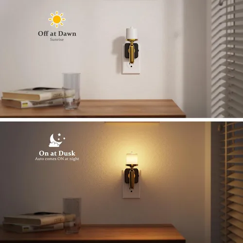 Miniatura 3 de JandCase Luz Nocturna de Vela, Luces Nocturnas que se Enchufan a la Pared, Blanco Suave 3000K, Brillo Ajustable 0-100LM, Sensor de Anochecer a