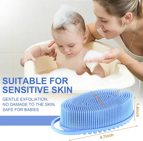 Miniatura 5 de Metene cepillo exfoliante corporal de silicona con asa, cepillo corporal para hombres y mujeres, esponja de silicona para la ducha, silicona suave