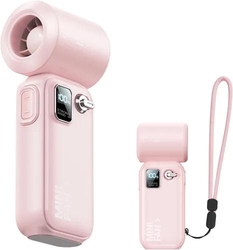 KIMMOO Mini ventilador turbo portátil de mano, 100 velocidades, ultra potente 22237 RPM, pantalla LED, recargable de mano de 3600 mAh, ventilador de
