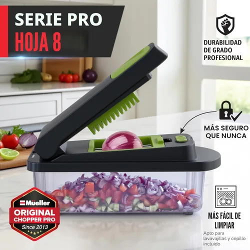 Miniatura 2 de Mueller Pro-Series 10 en 1, picadora de verduras de 8 cuchillas, picador de cebollas, cortador, picador, rebanador de huevos con recipiente