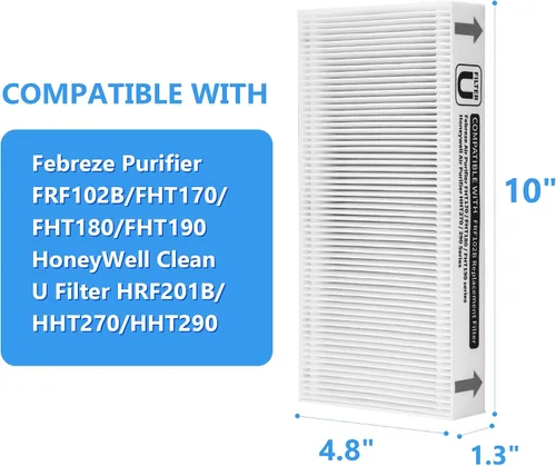 Miniatura 2 de Paquete de 6 filtros de repuesto FRF102B compatibles con purificadores Febreze FRF102B/FHT170/FHT180/FHT190 y filtro U limpio HRF201B/HHT270/HHT290