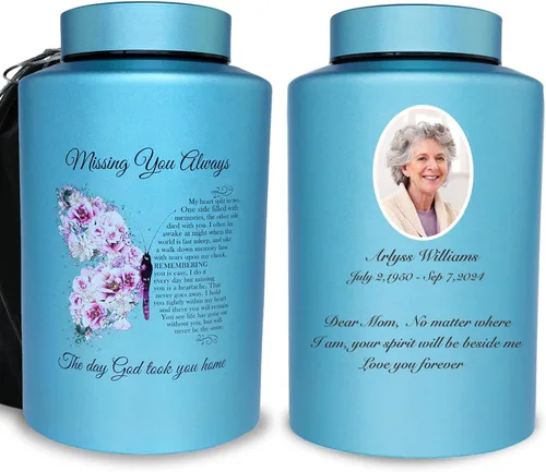 Miniatura 15 de Urnas de cremación pequeñas de hasta 60 libras para parte de cenizas adultas masculinas y femeninas, mini urna decorativa conmemorativa de recuerdo