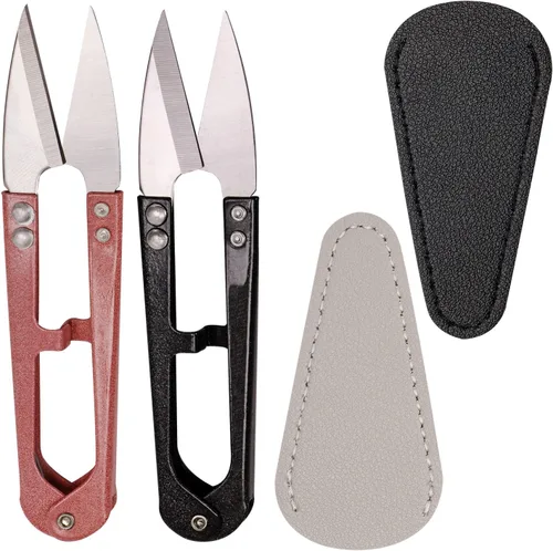 Miniatura 9 de 2 piezas de tijeras de costura mini multicolor 2 piezas de funda protectora de cuero para tijeras pequeña tijera para bordado hilo de bordar hilo