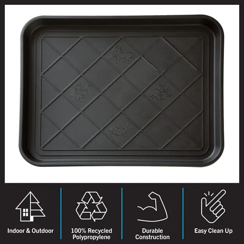 Miniatura 4 de Alfombrilla o bandeja para botas, de Stalwart, ecológica, 30 x 15 pulgadas, tamaño grande, negra, Negro