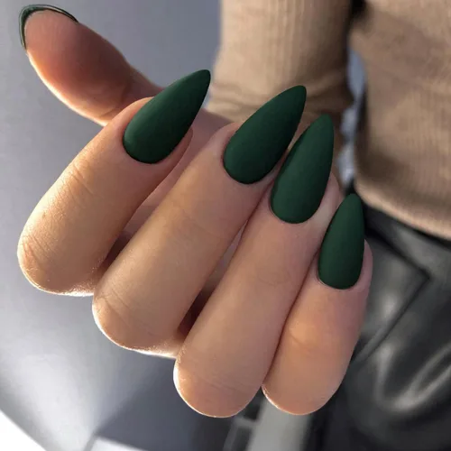 Miniatura 20 de Uñas postizas a presión azul real - Forma de almendra, longitud media, acrílicas neutrales reutilizables para mujeres y niñas - Uñas postizas