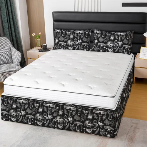 Miniatura 13 de Falda de cama con estampado azteca, tamaño individual, falda de cama de retazos geométricos abstractos para niños, niñas, adultos, decoración