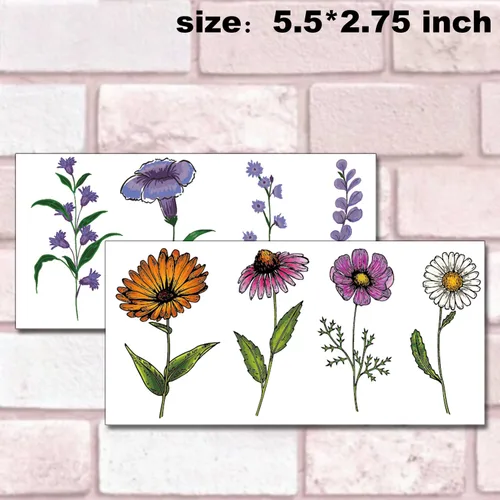 Miniatura 4 de Tazimi 12 hojas de tatuajes temporales – Acuarela Flor y Lavanda Girasol Violeta Rosa Tatuaje Pegatinas para Mujeres y Niños