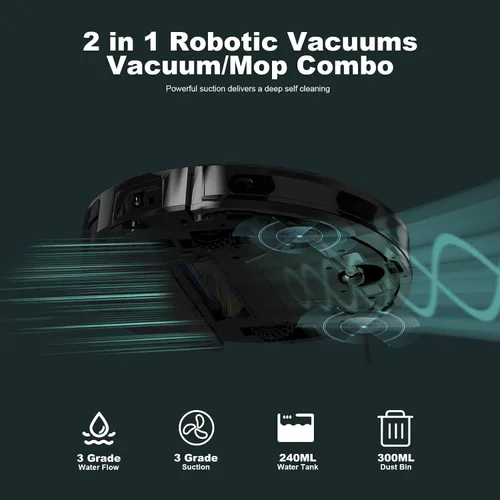 Miniatura 3 de TECBOT S3 PRO - Aspiradora robótica y trapeador, navegación LiDAR, 150 minutos de funcionamiento y succión de 4,000 Pa, robot aspirador de carga