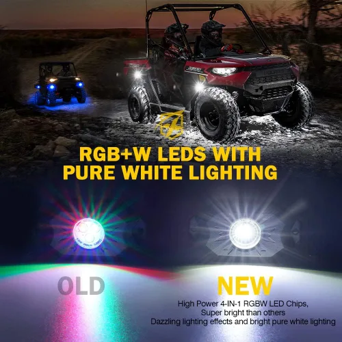 Miniatura 2 de Xprite - Kit de luces LED RGBW con Bluetooth y control remoto inalámbrico, luces de neón multicolor para vehículos, luces para ruedas y bajos