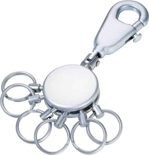 Troika KYR60/MC – Llavero – Incluye Mosquetón – 6 Anillos Intercambiables – Metal/Latón – Mate – Cromo – Unisex Adulto, Plata – TROIKA-Original