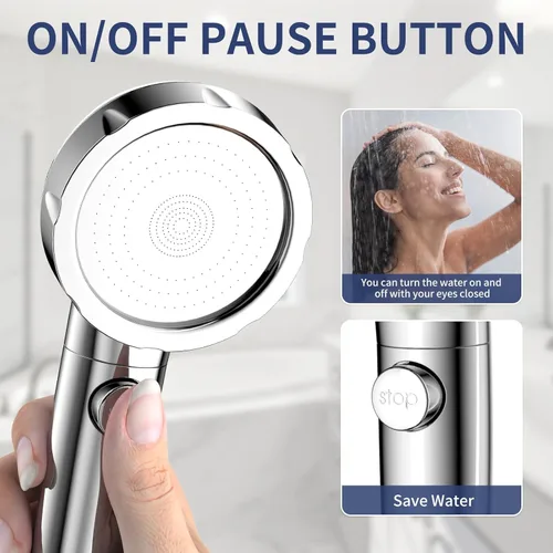 Miniatura 2 de HANLIAN On/Off Pause Camper Shower Head with Filters, Detachable Shower Head with Filter, High Pressure RV Shower Heads with Hose and Self-adhesive