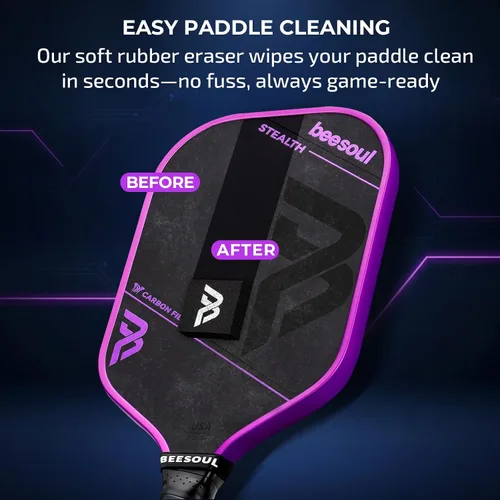 Miniatura 7 de Beesoul Paleta de pickleball con superficie de fibra de carbono sin procesar termoformada T700, construida para máxima potencia de giro y control