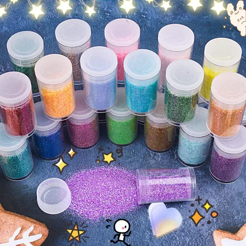 Miniatura 5 de Juego de 36 colores surtidos con purpurina ultrafina, polvo holográfico con purpurina para vasos, slime, resina epoxi, artes y manualidades