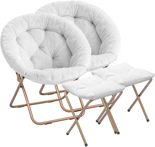 Miniatura 20 de Magshion Silla plegable para adultos con otomana, silla de lectura circular para dormitorio, sala de estar y dormitorio, asiento decorativo cómodo