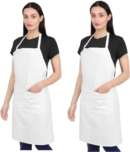 Miniatura 12 de Delantal de cocina de algodón resistente a las gotas de agua con delantales ajustables para mujer con bolsillos 8 opciones de color para cocinar