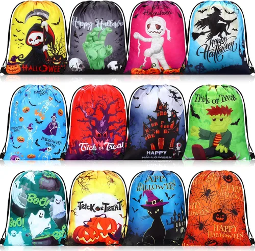 Paterr 16 bolsas de regalo de Halloween, bolsas de regalo de Halloween, bolsas de regalo de fantasma, dulces, bolsa de envoltura para dulce o truco,