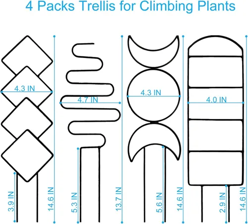 Miniatura 2 de 4 Paquetes de Enrejados para Plantas Trepadoras de Interior, HENABLE Enrejado de Metal Pequeño para Jardín para Plantas en Macetas al Aire Libre
