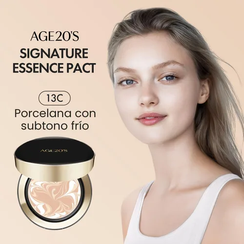 Miniatura 8 de AGE20'S Signature Essence Pact SPF 50+ Paquete de 1 13C PORCELANA Base en crema, acabado luminoso, cobertura natural Base cushion coreana