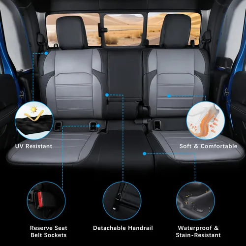 Miniatura 4 de Fundas de asiento para Jeep Gladiator, piel sintética de alta calidad, impermeable, resistente a los arañazos, ajuste personalizado para Jeep
