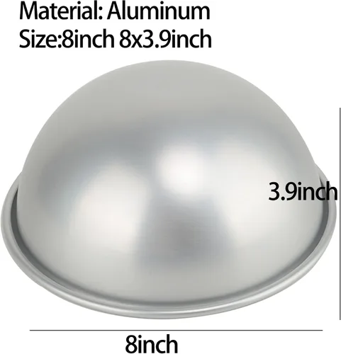 Miniatura 2 de Kundalini Juego de 2 mini moldes para tartas hemisferios de 4 pulgadas de aluminio anodizado para pelota de fútbol, baloncesto, planeta y pasteles